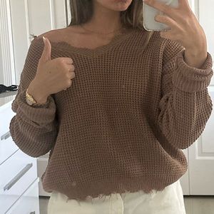 brown knitted sweater